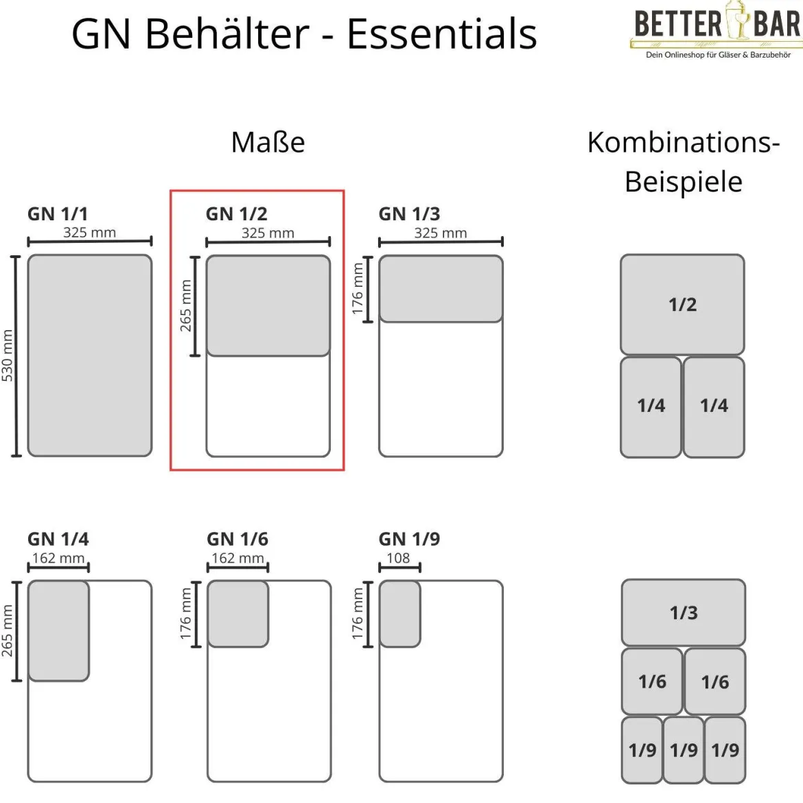 GN 1/2 Behälter - Edelstahl - GN Essentials | 10 cm