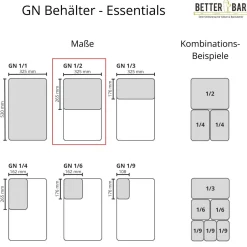 GN 1/2 Behälter - Edelstahl - GN Essentials | 15 cm