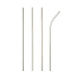 Papierstrohhalm biegbar | Weiß - Ø 6 mm x 22 cm - Papstar Pure (100 Stk)