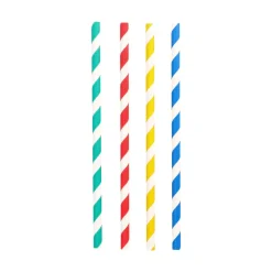 Shake Papier-Trinkhalm | Gestreift - Ø 8 mm x 21 cm - Papstar Pure (100 Stk)