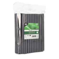 Shake Papier-Trinkhalm | Schwarz - Ø 10 mm x 21 cm - Papstar Pure (100 Stk)